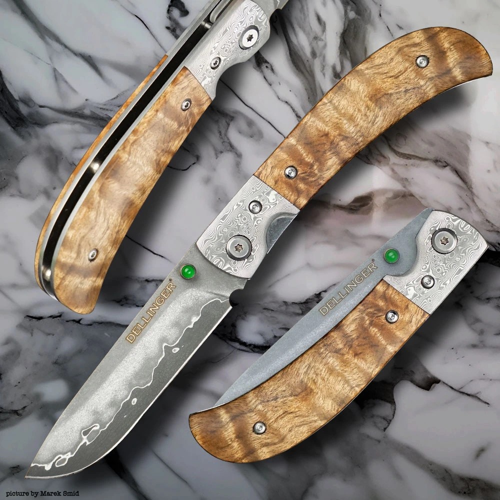 foto Zav�rac� EDC n�� Dellinger Scorpion Maple Burlwood, San Mai SKD11